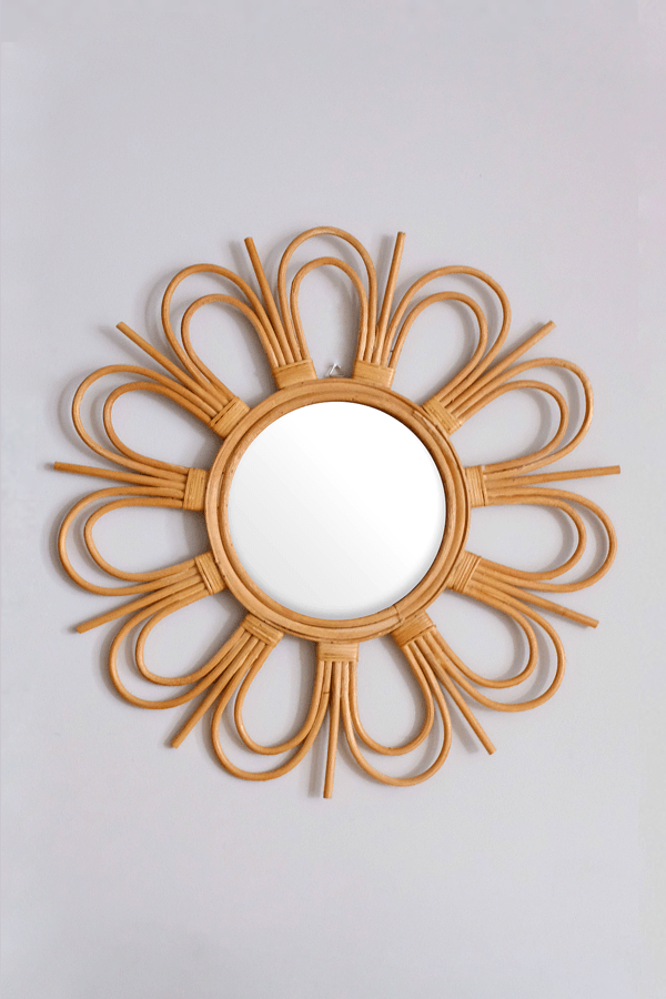 Sunburst Natural Rattan Mirror