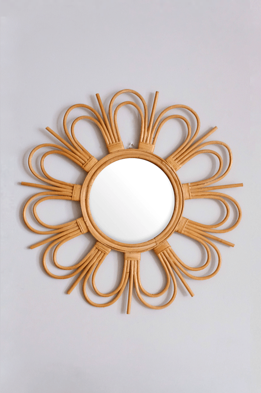 Sunburst Natural Rattan Mirror