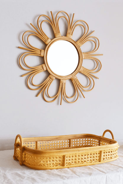 Sunburst Natural Rattan Mirror