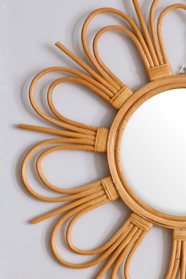 Sunburst Natural Rattan Mirror