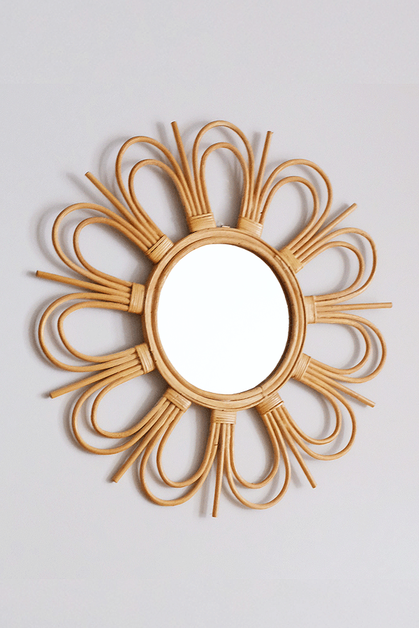 Sunburst Natural Rattan Mirror