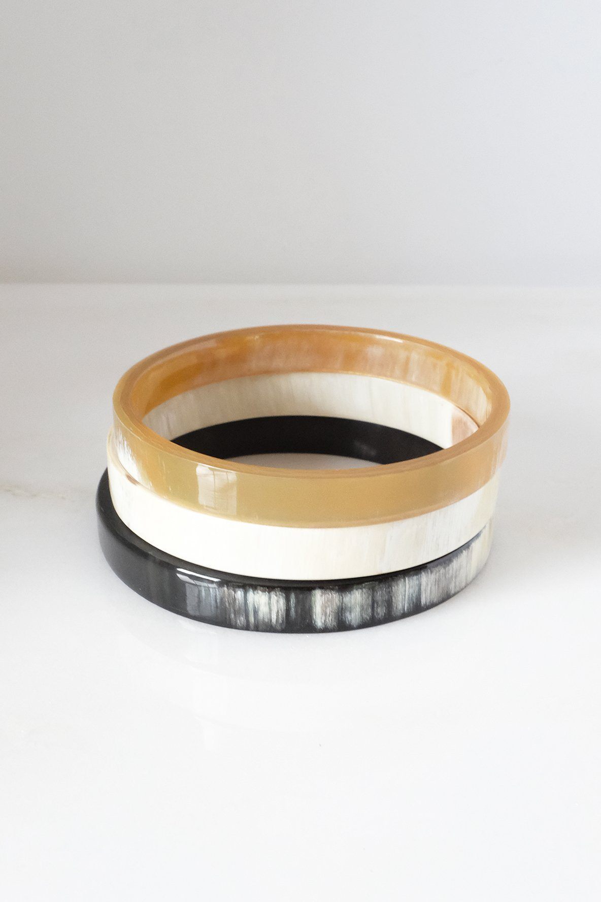 Buffalo Horn Minimalist Bangle Bracelet (3pcs)