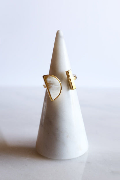 Buffalo Horn Crescent and Bar Ring