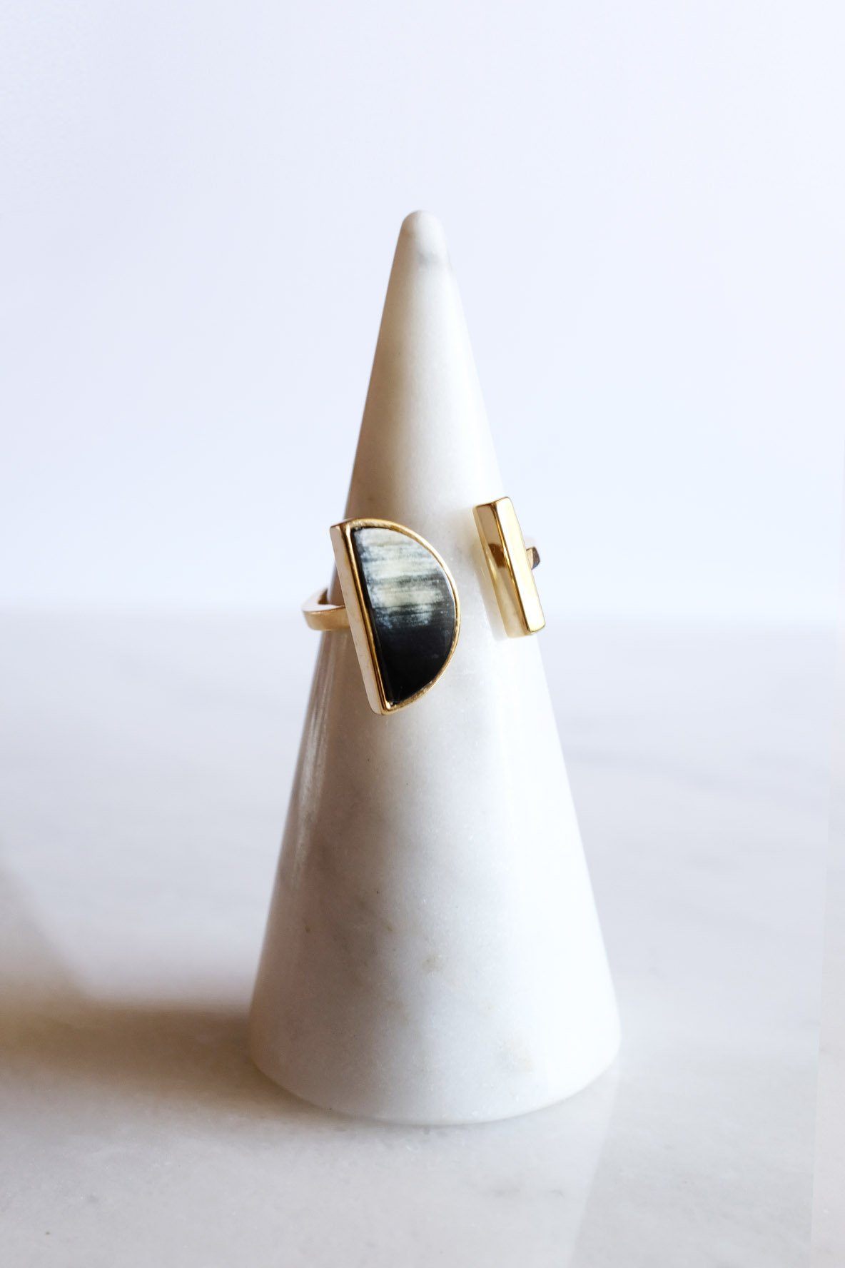 Buffalo Horn Crescent and Bar Ring