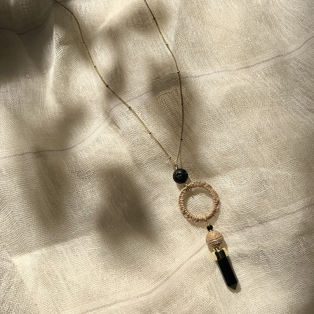 Black Agate Jute Necklace