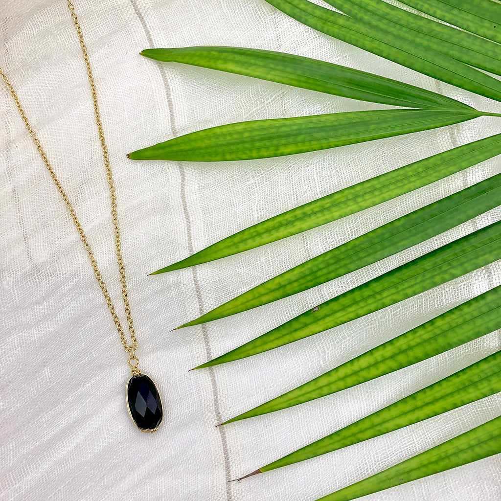 Black Quartz Pendant Necklace