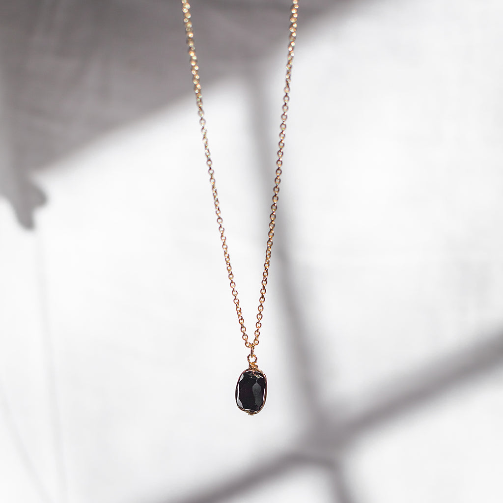 Black Quartz Pendant Necklace