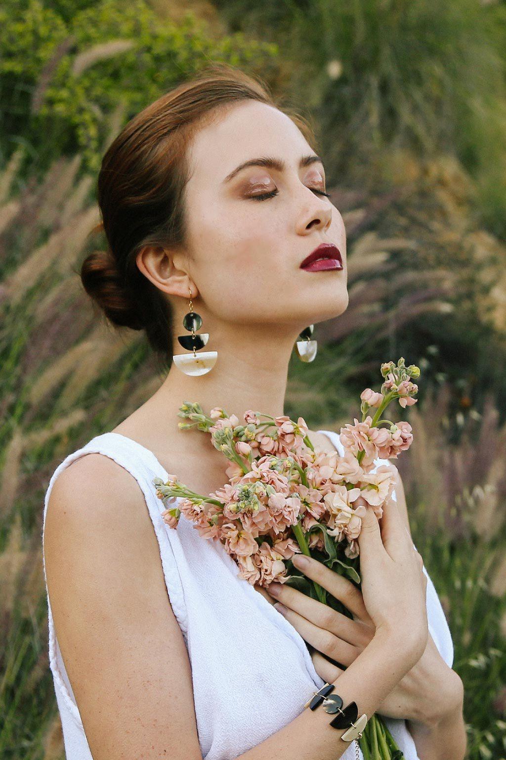 Geometric Statement Buffalo Horn Earrings