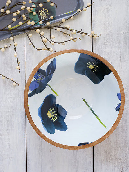 Serving Bowl:  Black Hellebore on Snow