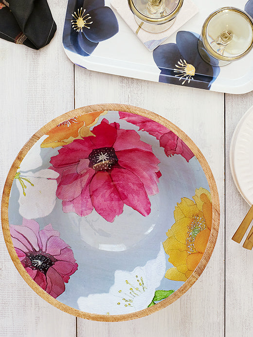 Serving Bowl: Cactus Flowers on Grey