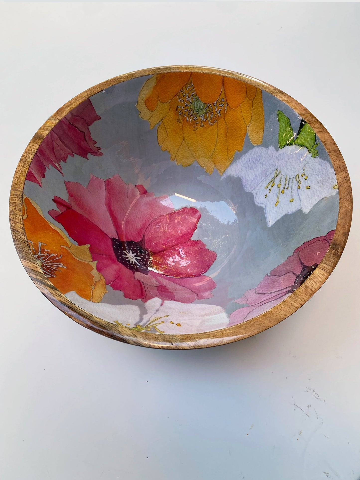 Serving Bowl: Cactus Flowers on Grey