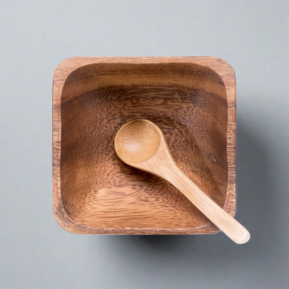 wooden facial bowl with spoon