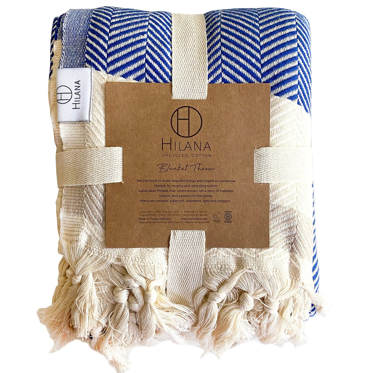 Pipa Sustainable Hand-loomed Throw Blanket - Blue