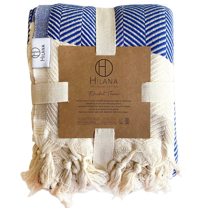 Pipa Sustainable Hand-loomed Throw Blanket - Blue