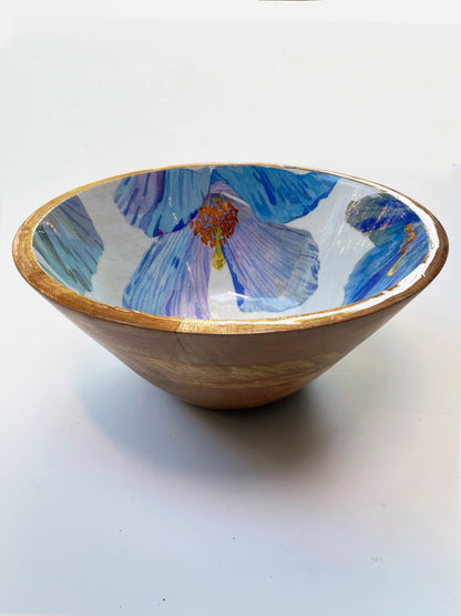 Serving Bowl:  Himalayan Blue Poppies on Ecru