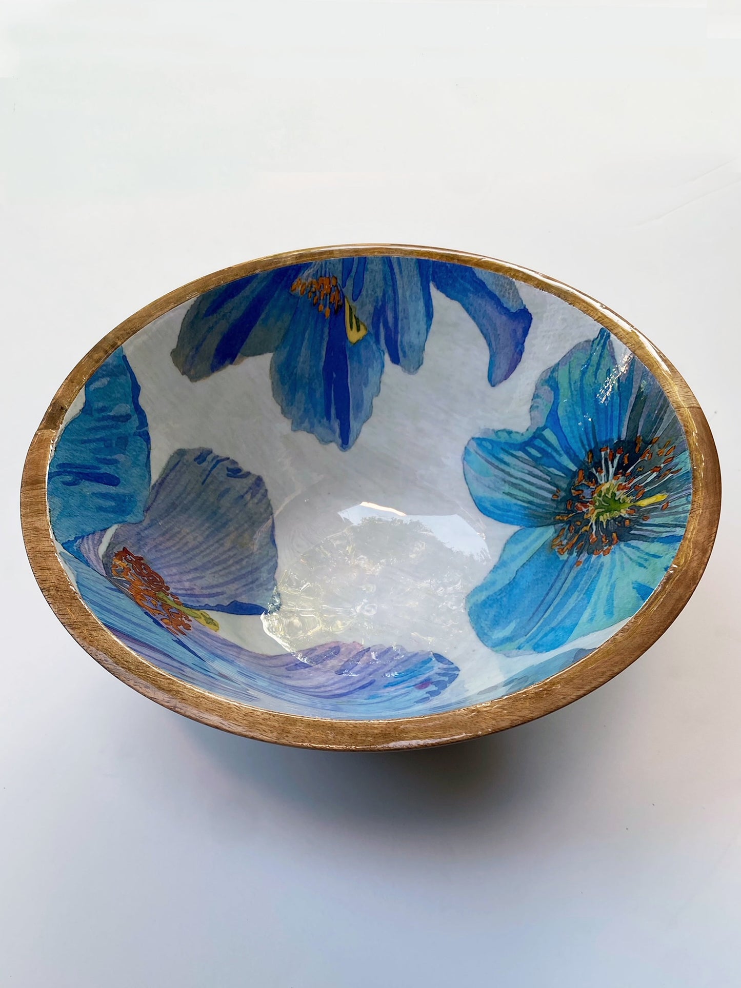 Serving Bowl:  Himalayan Blue Poppies on Ecru