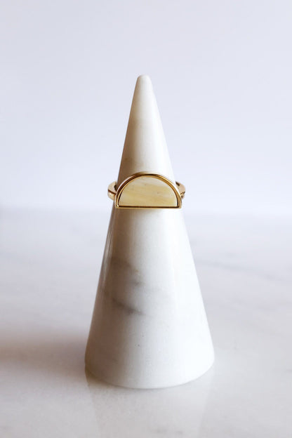 Brass Buffalo Horn Crescent Ring