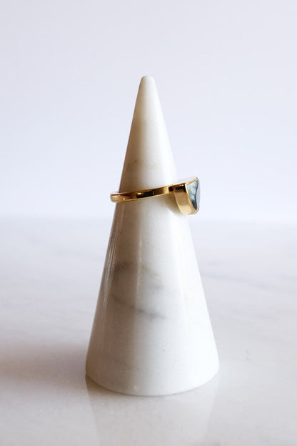 Brass Buffalo Horn Crescent Ring