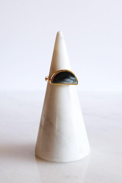 Brass Buffalo Horn Crescent Ring