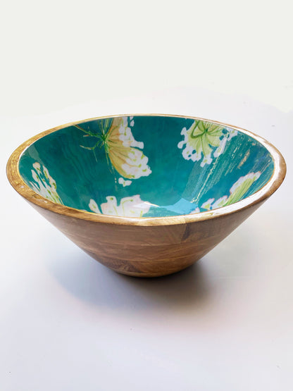 Serving Bowl:  Queen Anne's Lace on Teal