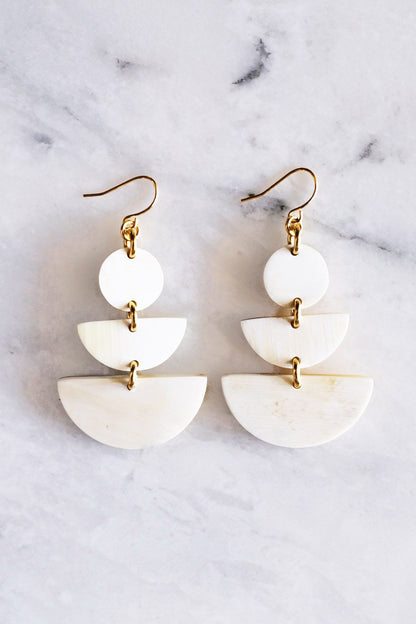 Geometric Statement Buffalo Horn Earrings