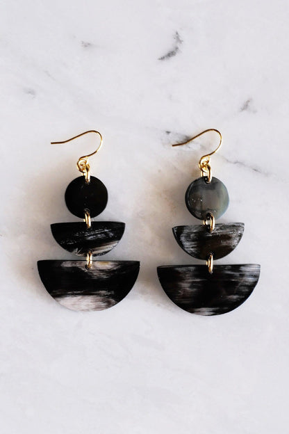 Geometric Statement Buffalo Horn Earrings