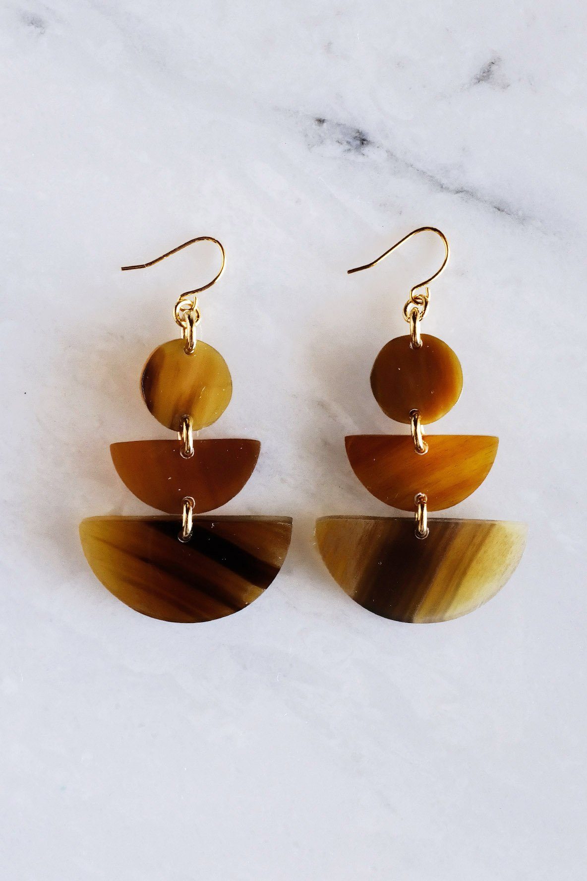 Geometric Statement Buffalo Horn Earrings